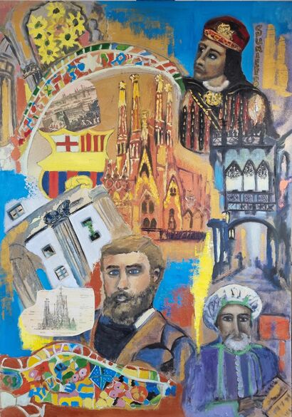 Barcelona, historical landscape - a Paint Artowrk by ELIZABETH DRAYSON